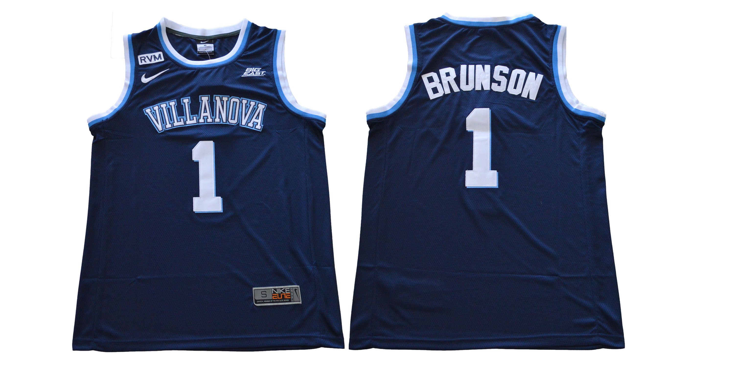 Men Villanova #1 Brunson Blue Nike NCAA Jerseys->->NCAA Jersey